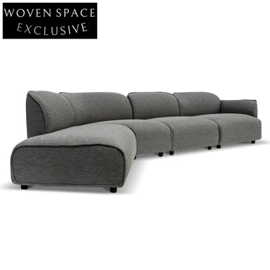 CLC6966-KSO Right Return Modular Fabric Corner Sofa - Graphite Grey