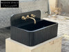 Amadeo Black Nero marquina backsplash sink ribbed Wash basin