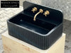 Amadeo Black Nero marquina backsplash sink ribbed Wash basin