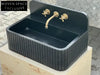Amadeo Black Nero marquina backsplash sink ribbed Wash basin