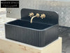 Amadeo Black Nero marquina backsplash sink ribbed Wash basin