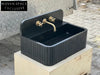Amadeo Black Nero marquina backsplash sink ribbed Wash basin