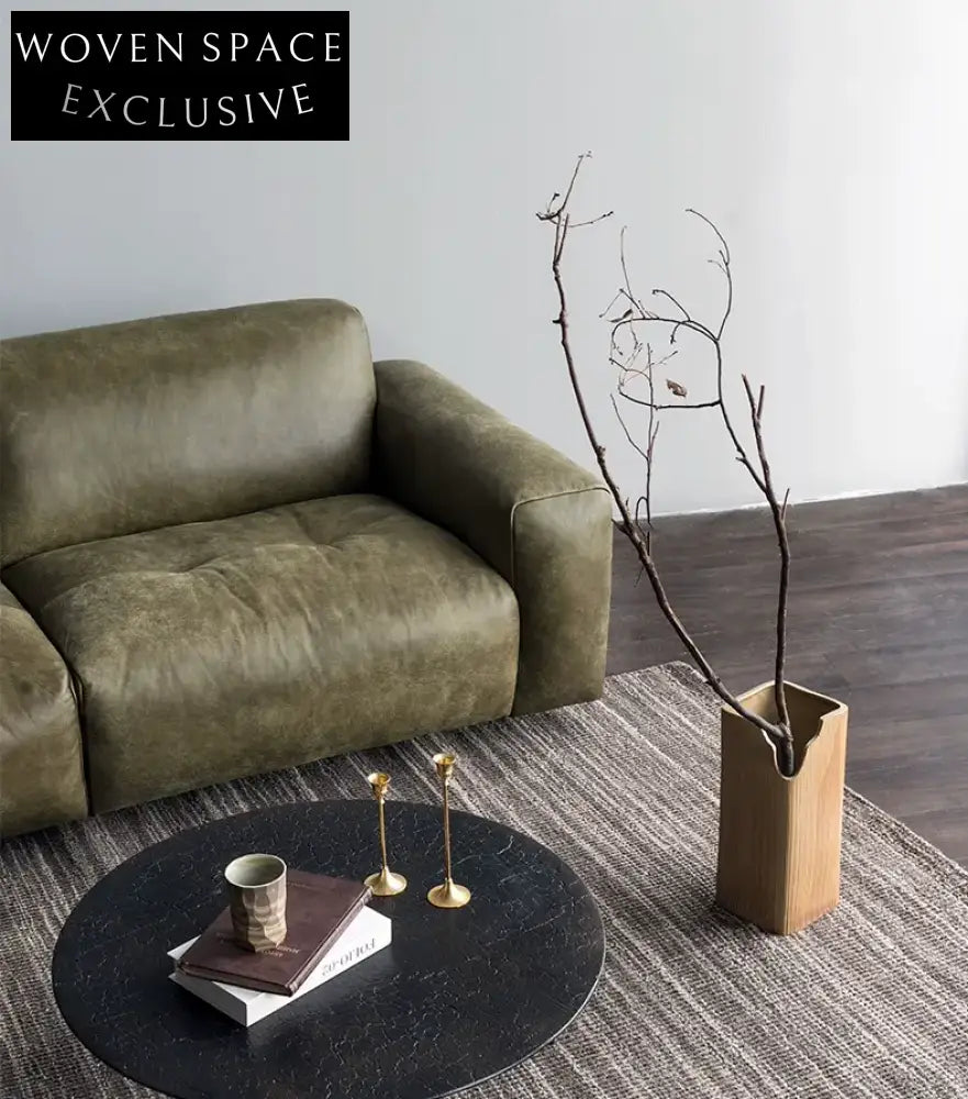 Ambra Vintage Style Leather Living Room Sofa