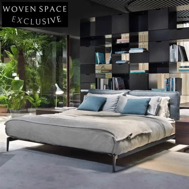 American Comfort Soft Cotton Linen Fabric Durable Metal Legs Platform Bed