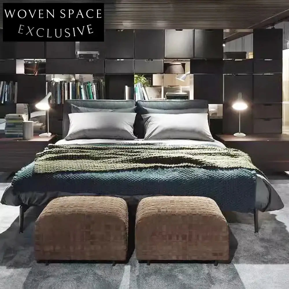 American Comfort Soft Cotton Linen Fabric Durable Metal Legs Platform Bed