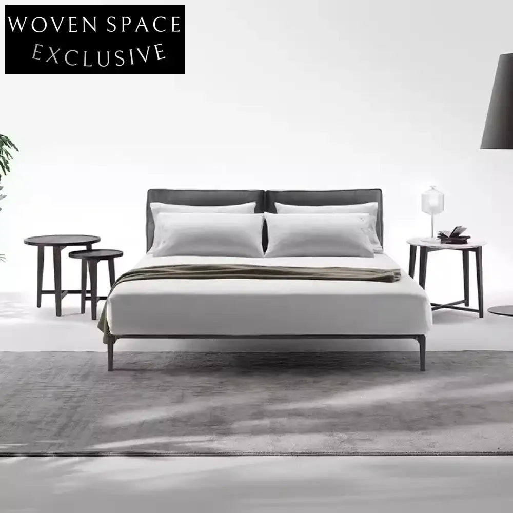 American Comfort Soft Cotton Linen Fabric Durable Metal Legs Platform Bed