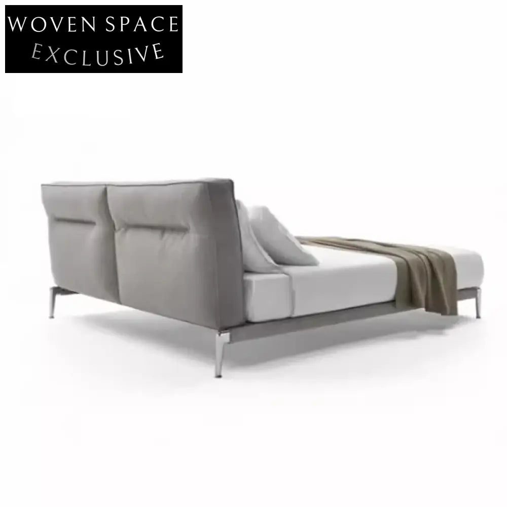 American Comfort Soft Cotton Linen Fabric Durable Metal Legs Platform Bed