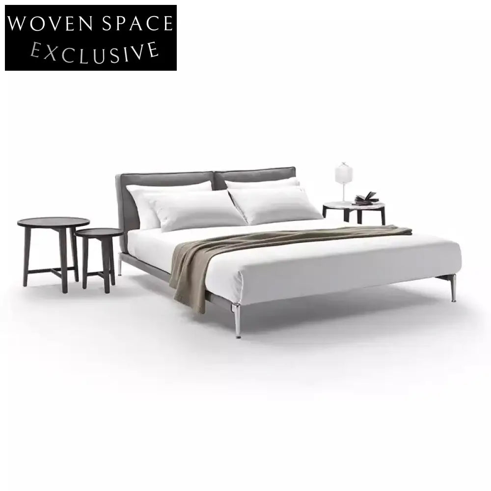 American Comfort Soft Cotton Linen Fabric Durable Metal Legs Platform Bed
