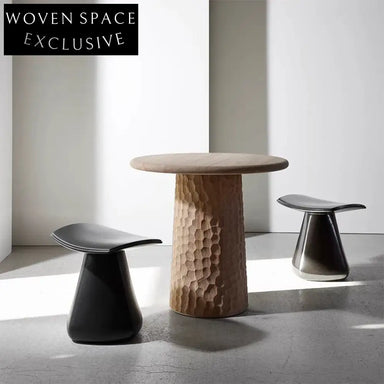 American Country Style Round Solid Wood Coffee Table with Irregular Pattern Design