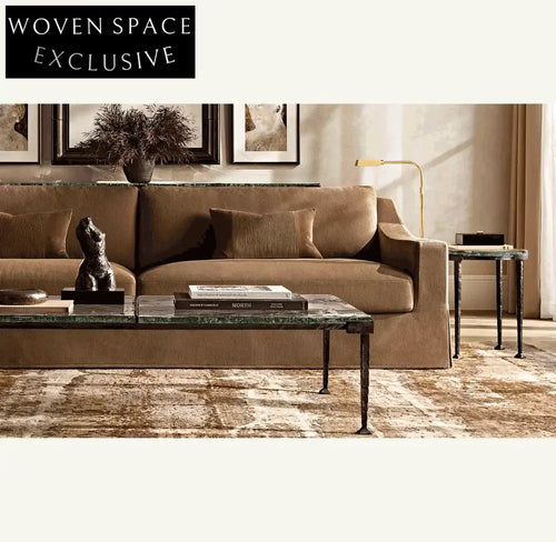 Luxury American Retro Rectangular Double Glass Coffee Table, Solid Iron Frame