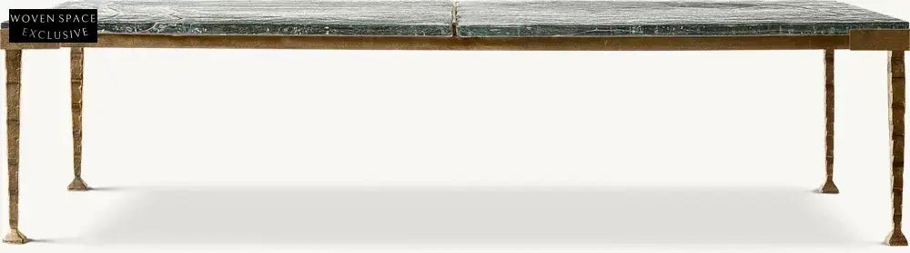 Luxury American Retro Rectangular Double Glass Coffee Table, Solid Iron Frame