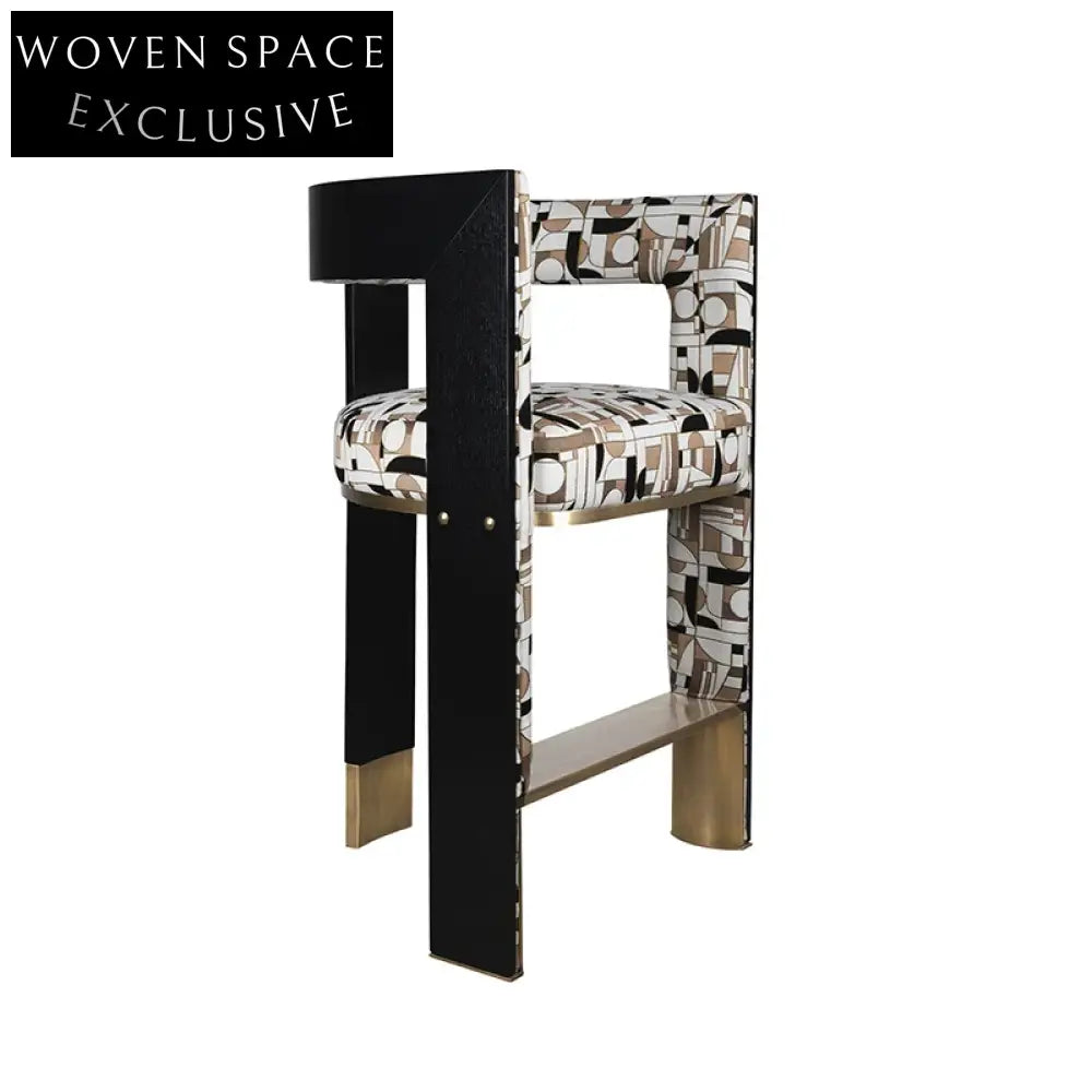 American Style Classic High Bar Stool, Retro Kitchen Fabric Counter Chair