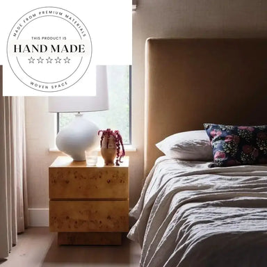 American Style Natural Burr Wood 2 Drawer Modern Nightstand