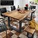 American Style Solid Pine Wood Dining Table with Sturdy Metal Legs