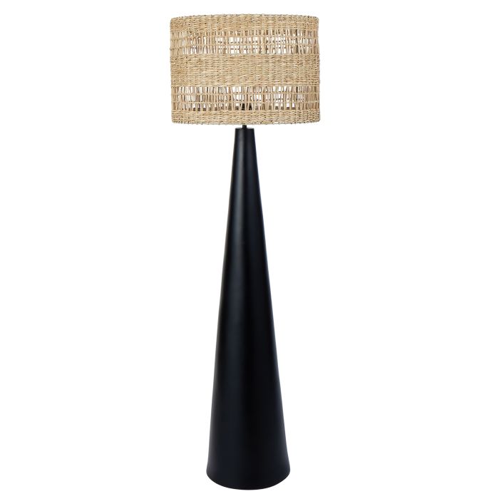 Amalfi Woven Seagrass Floor Lamp Black