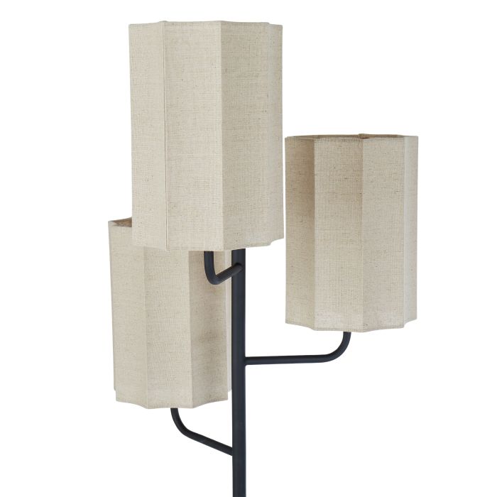 Amalfi Tiered Trio Shade Floor Lamp Black & Natural