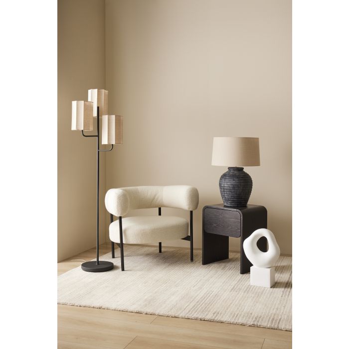 Amalfi Tiered Trio Shade Floor Lamp Black & Natural