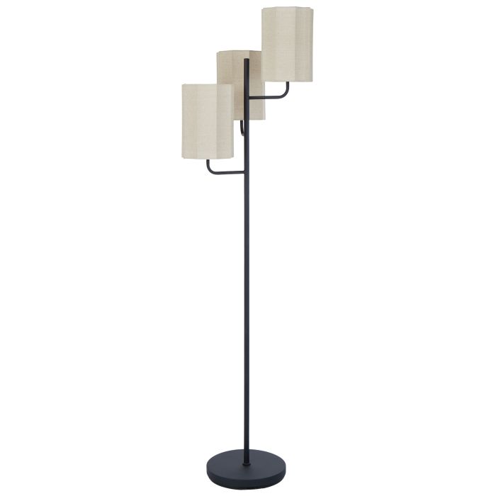 Amalfi Tiered Trio Shade Floor Lamp Black & Natural