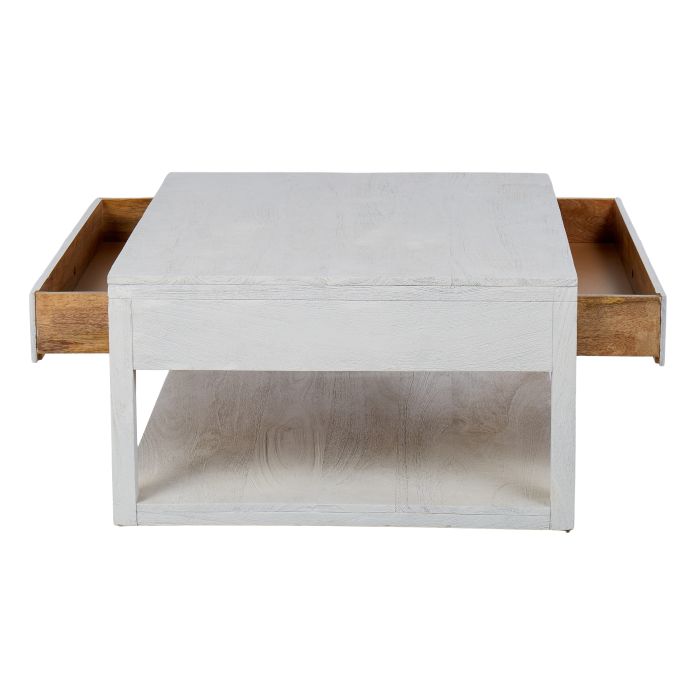 Amalfi Sandblasted Coastal Wood Coffee Table White