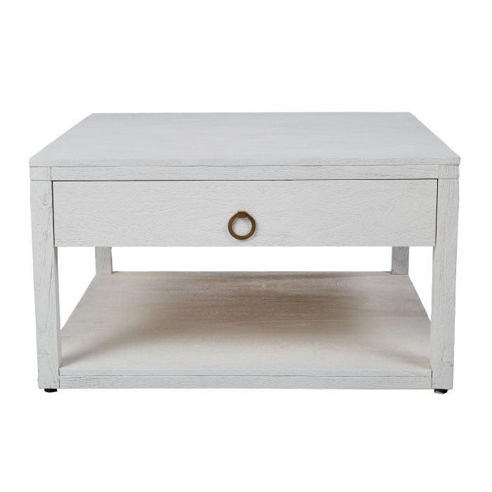 Amalfi Sandblasted Coastal Wood Coffee Table White