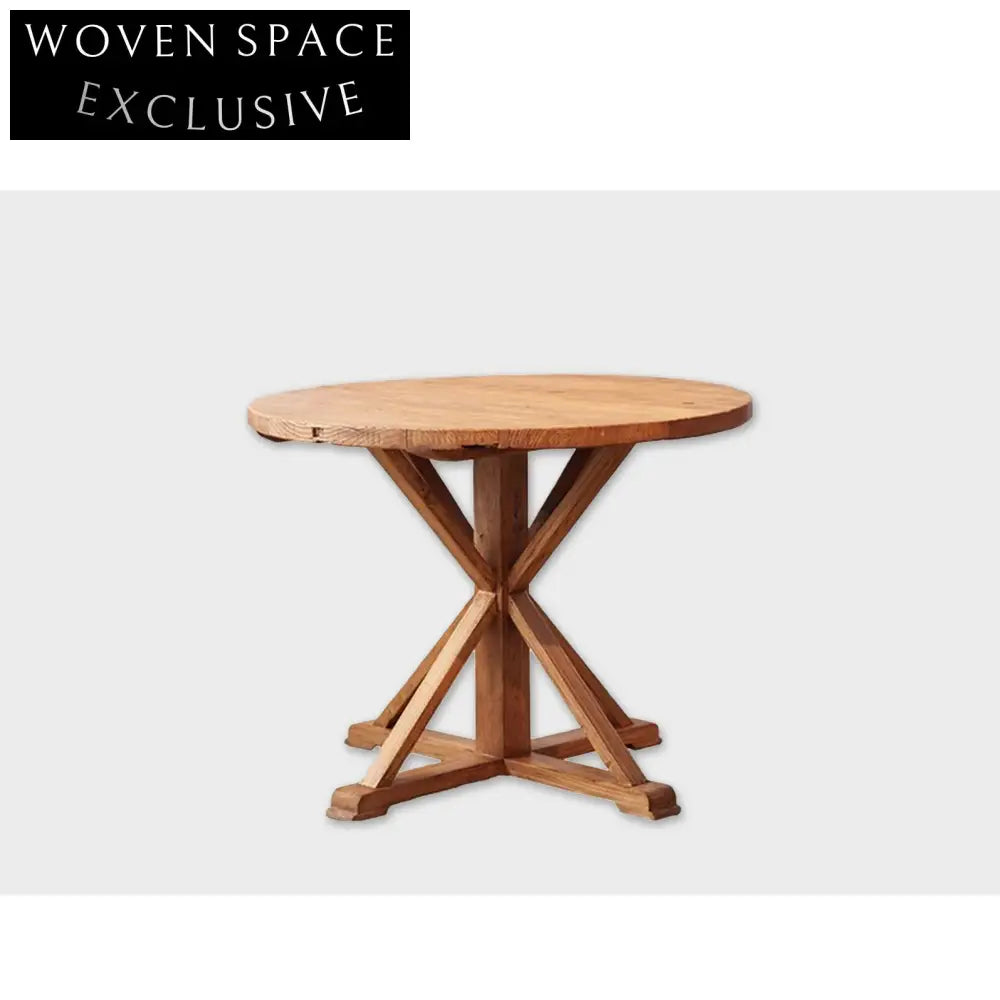 Antique Aged Solid Wood Contemporary Round Pedestal Dining Table