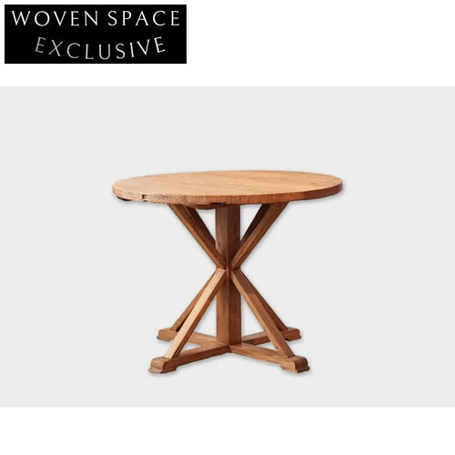 Antique Aged Solid Wood Contemporary Round Pedestal Dining Table