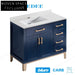 Antique Blue Solid Wood Single Sink Bathroom Vanity with Carrara White Top