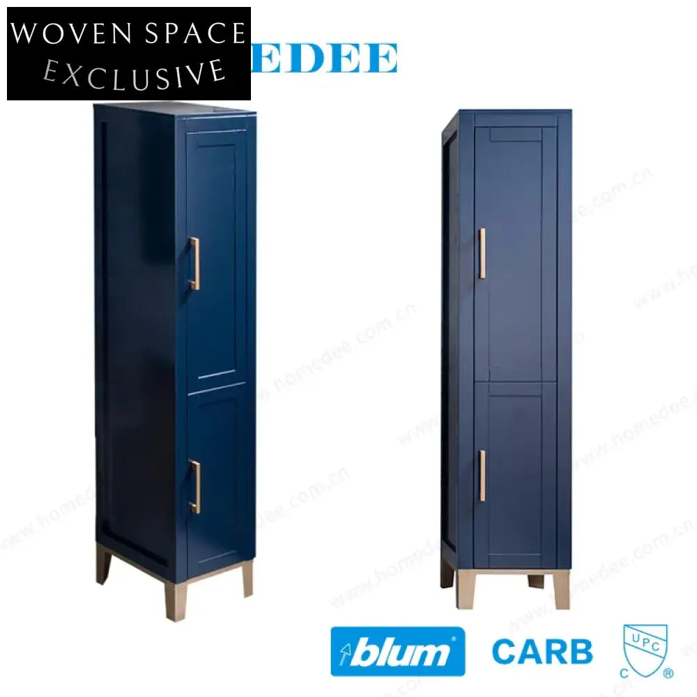 Antique Blue Solid Wood Single Sink Bathroom Vanity with Carrara White Top