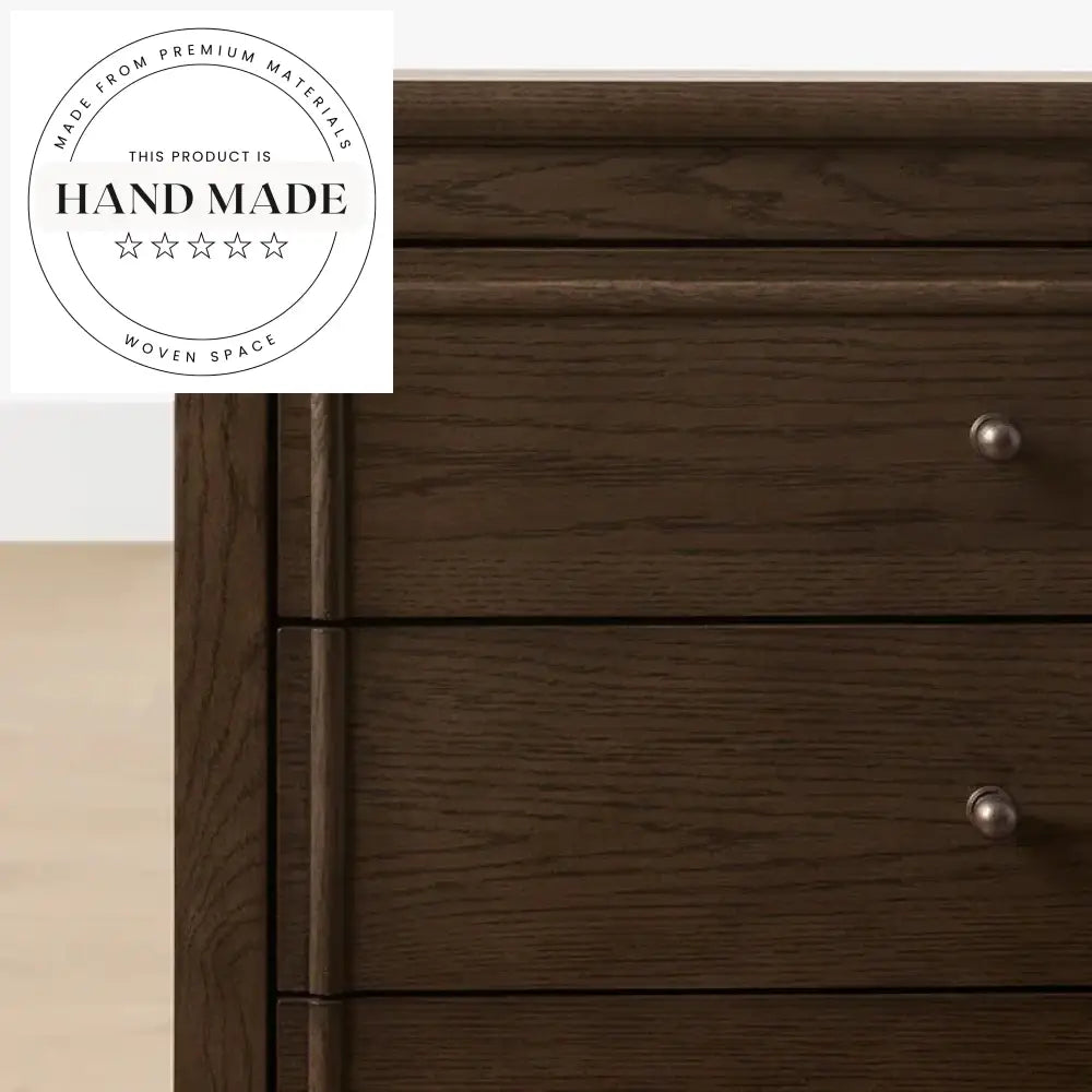 Antique Brown 3-Drawer Solid Wood Storage Bedside Table