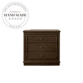 Antique Brown 3-Drawer Solid Wood Storage Bedside Table