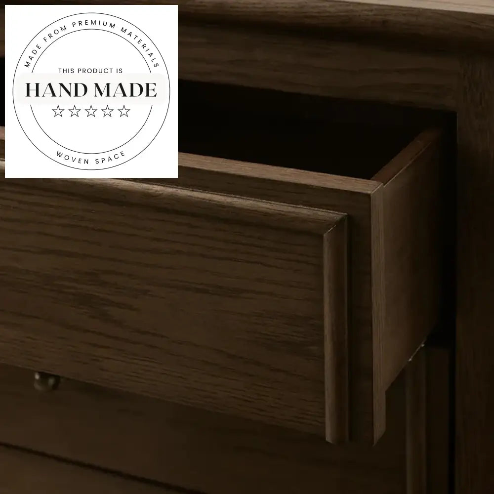 Antique Brown 3-Drawer Solid Wood Storage Bedside Table