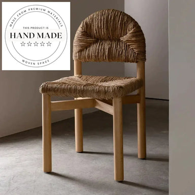 Antique Color Solid Wood Woven Rattan Modern Outdoor Dining Chair