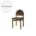 Antique Color Solid Wood Woven Rattan Modern Outdoor Dining Chair