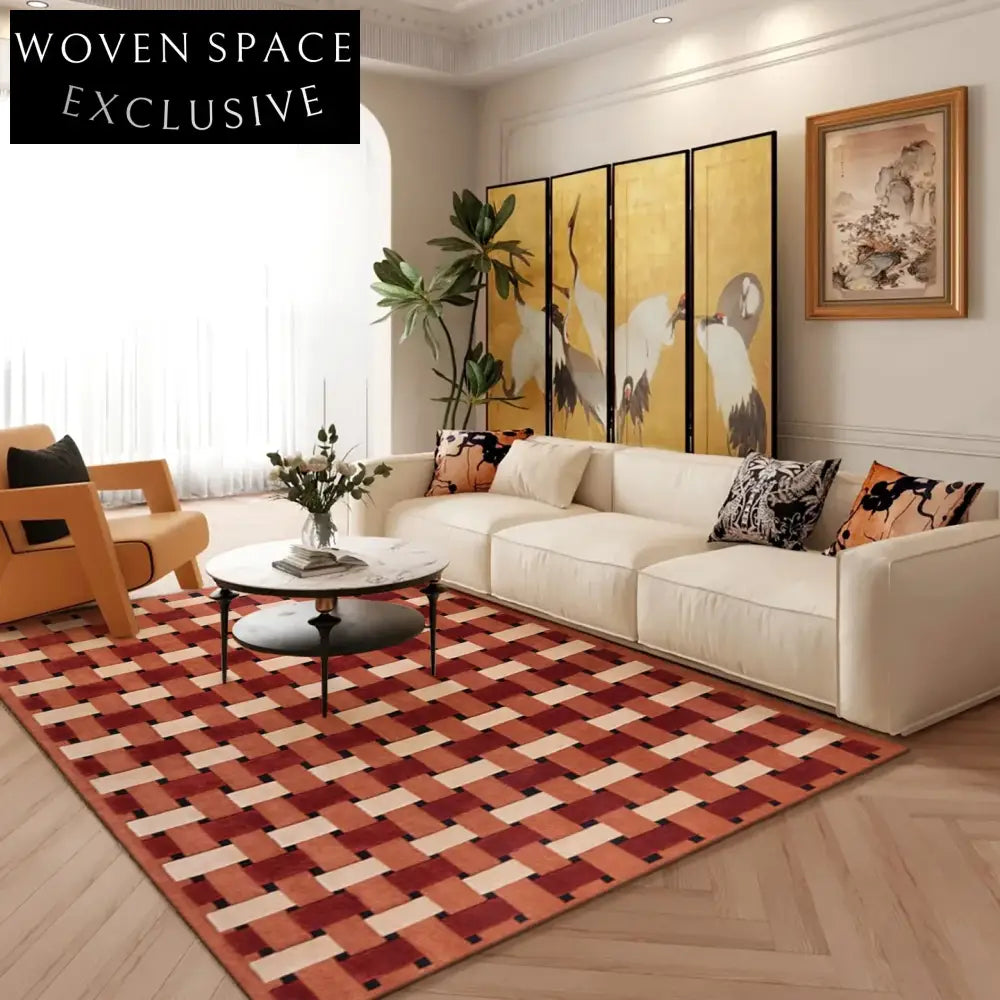 Antique French Maillard Color Wool Geometric Plaid Cozy Throw Blanket