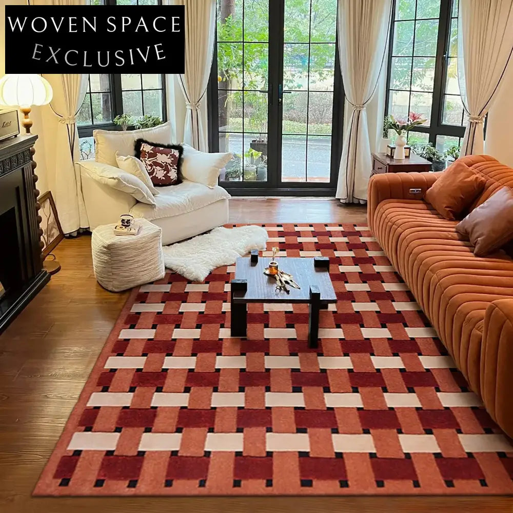 Antique French Maillard Color Wool Geometric Plaid Cozy Throw Blanket