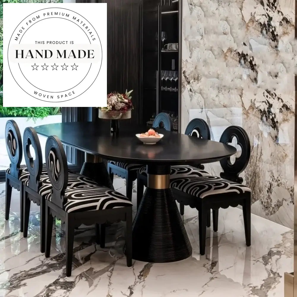 Antique French Modern Black Oak Wood Upholstered Back Dining Chair