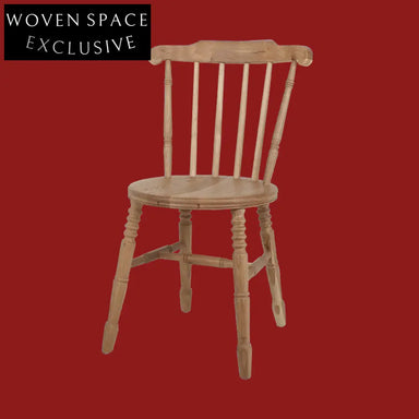 Charming Antique Oak Farmhouse Dining Chair - Slat Back Spindle Cottage Style