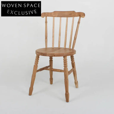 Charming Antique Oak Farmhouse Dining Chair - Slat Back Spindle Cottage Style