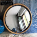 Antique Round Wall Mirror Walnut Wood Frame Home Decor