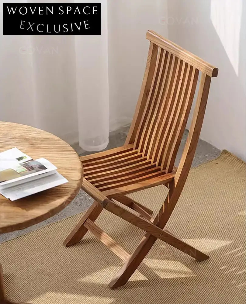 Antique Solid Wood Elm Foldable Indoor Dining Room Chair