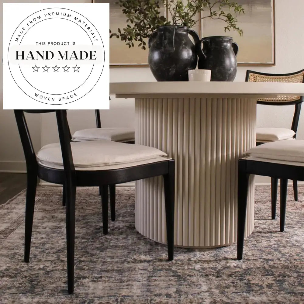 Antique Style Midcentury Modern Rattan Back Solid Wood Dining Chair