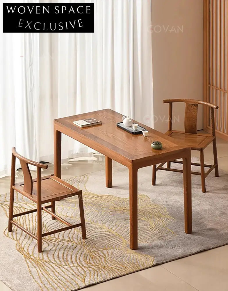 Antique Style Solid Elm Wood Rectangle Handmade Dining Table