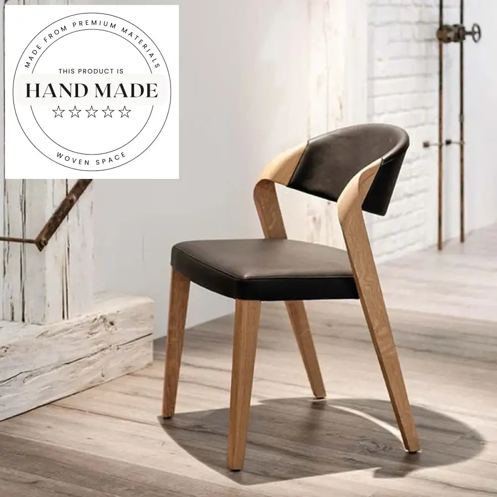 Antique Style Solid Wood Leather Upholstered Dining Chair