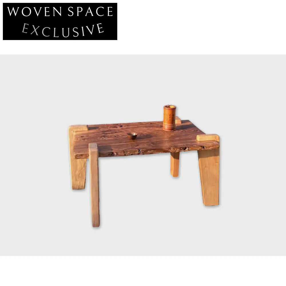 Antique Weathered Elm Wood Wabi Sabi Minimalist Rustic Coffee Table