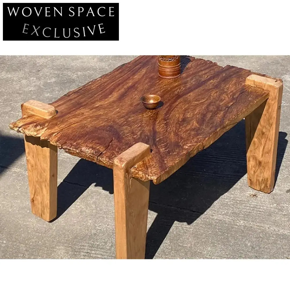 Antique Weathered Elm Wood Wabi Sabi Minimalist Rustic Coffee Table