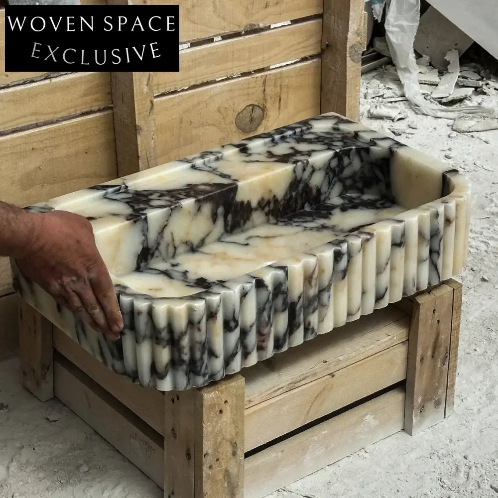 Antonio Viola Marble Sink Custom Hand-Carved Wall Mount