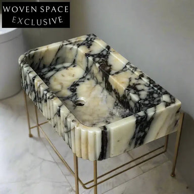 Antonio Viola Marble Sink Custom Hand-Carved Wall Mount