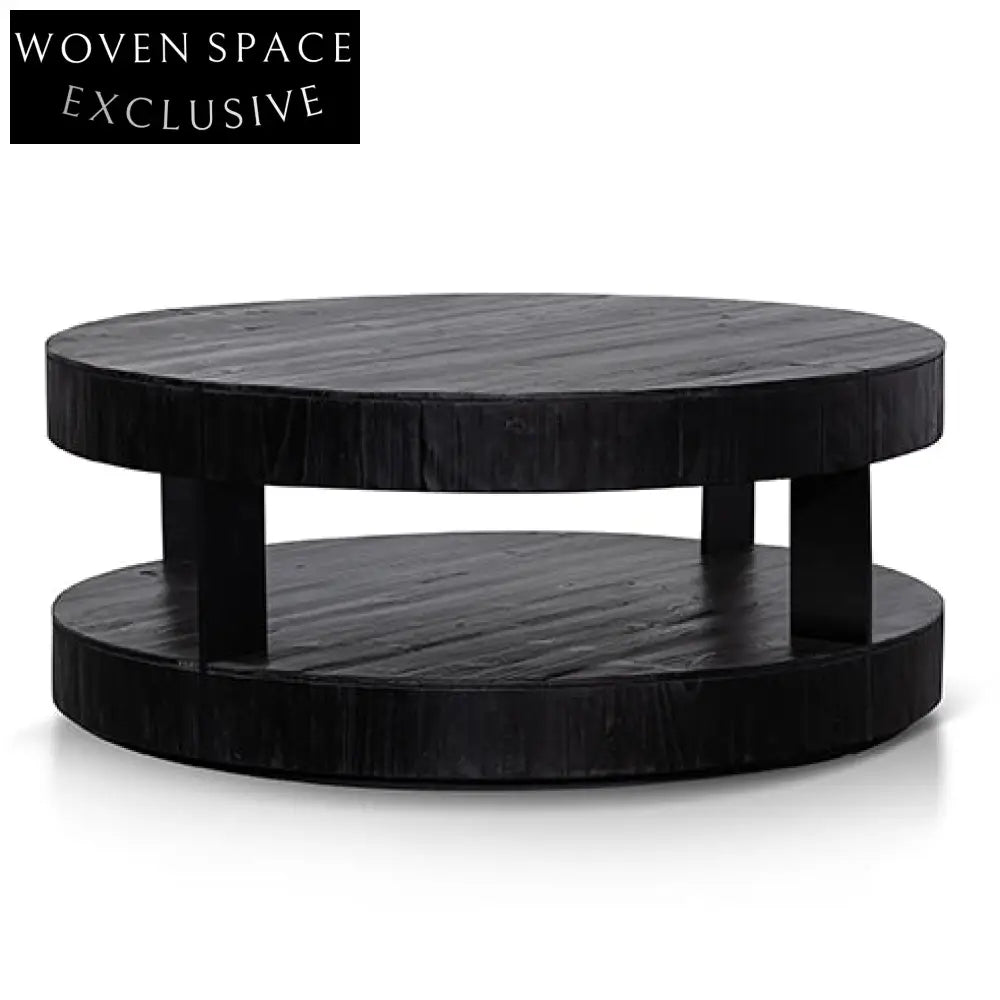 Arisha 100cm Round Coffee Table - Full Black Coffee Tables