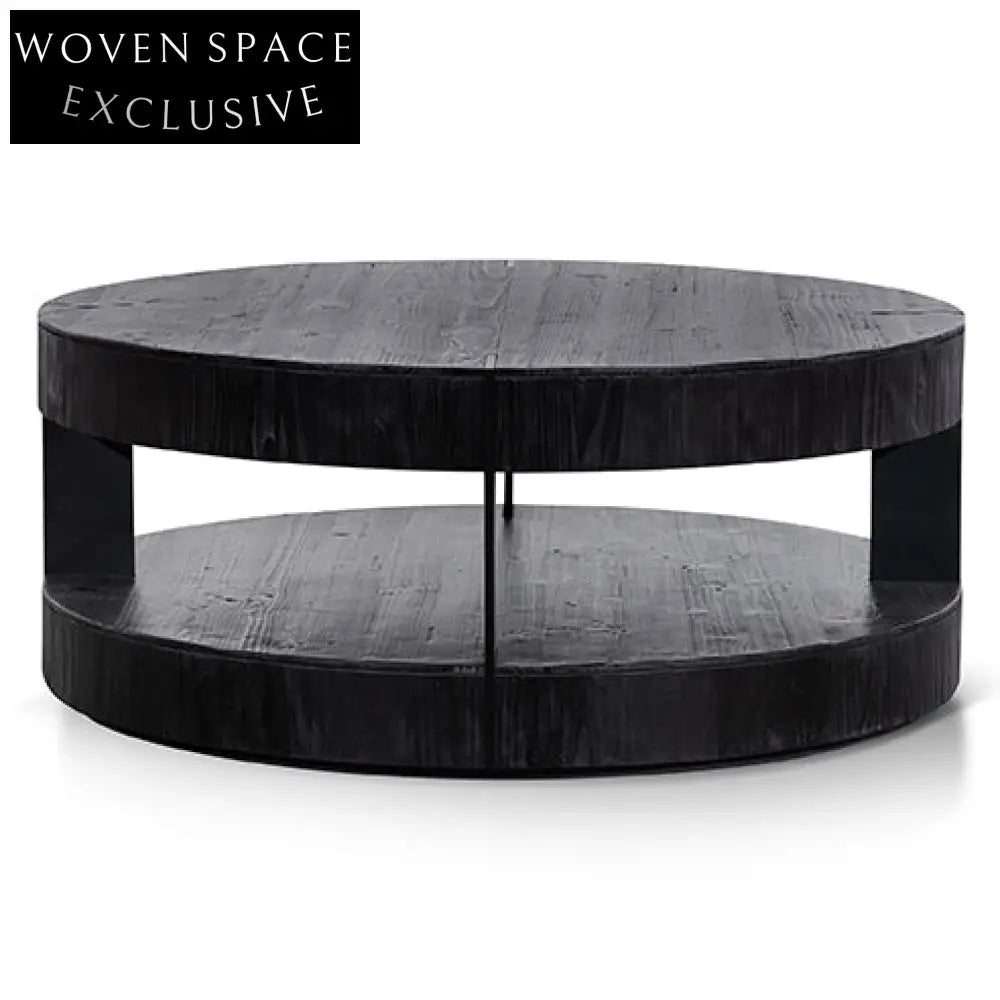 Arisha 100cm Round Coffee Table - Full Black Coffee Tables