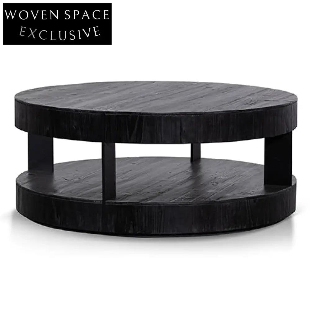 Arisha 100cm Round Coffee Table - Full Black